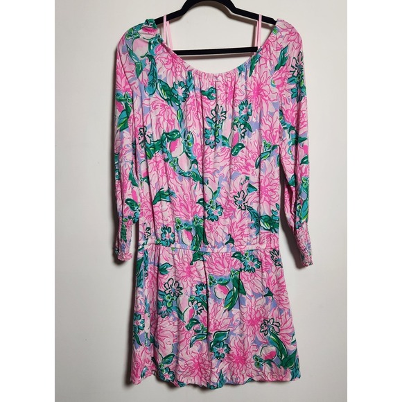 Lilly Pulitzer Pants - Lilly Pulitzer Lana Skort romper Pink Blossom Try Your Zest Sz M Off Shoulder